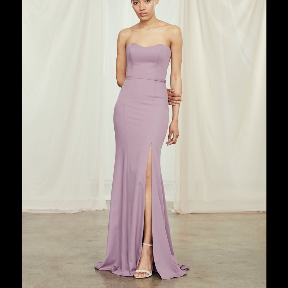 Amsale black strapless dress